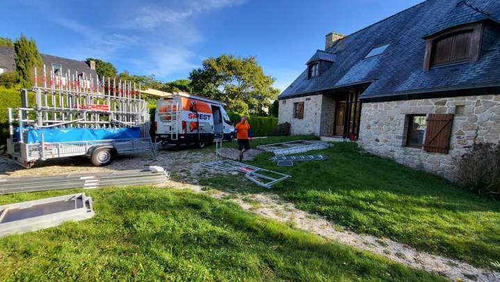 Travaux ouverture mur verrière Montauban-de-Bretagne